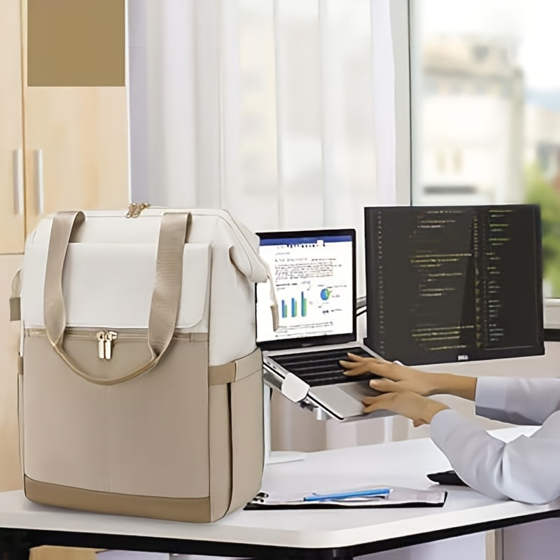 Stylish Women'S Convertible Laptop Backpack - Soft Shell Nylon, Multiple Compartments, Zipper Closure, Ideal for School, Travel & Leisure, Available in Gray, Pink, Blue, Red, Black, Backpack for School