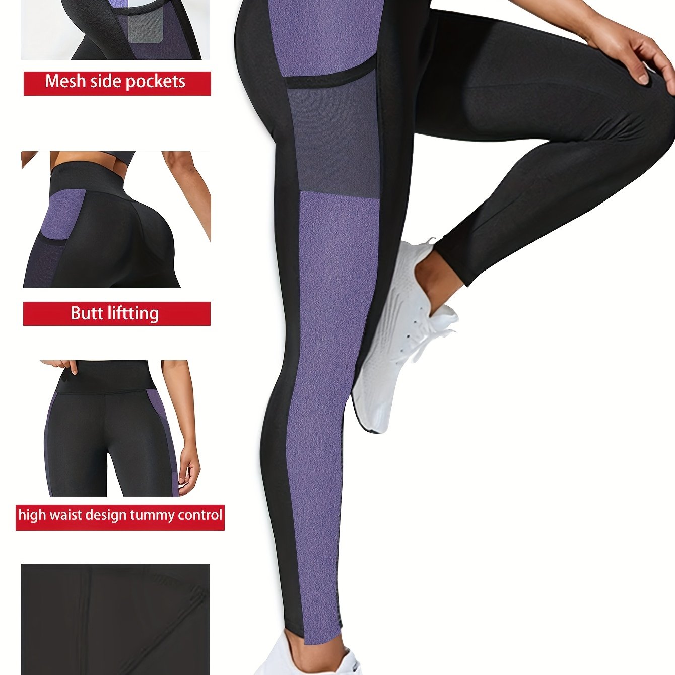 Women'S Plus Size Yoga Leggings with Side Mesh Pockets - High Waist, Stretchy & Breathable for Running, Fitness & Sports Training