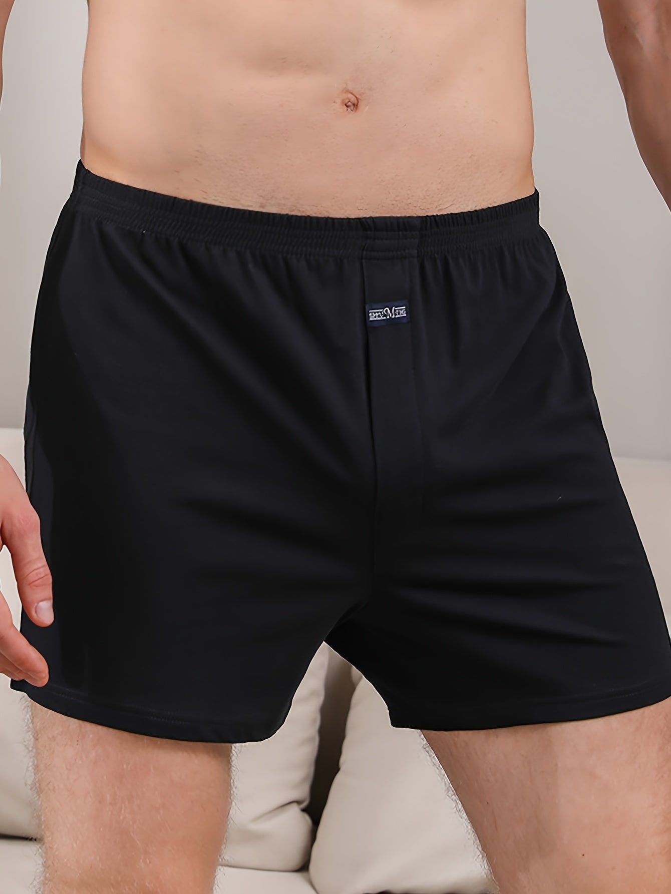 2pcs Men's Cotton Underwear, Fashion Shorts, Men's Boxer Briefs, Sleep Pants, Open Front Button Shorts