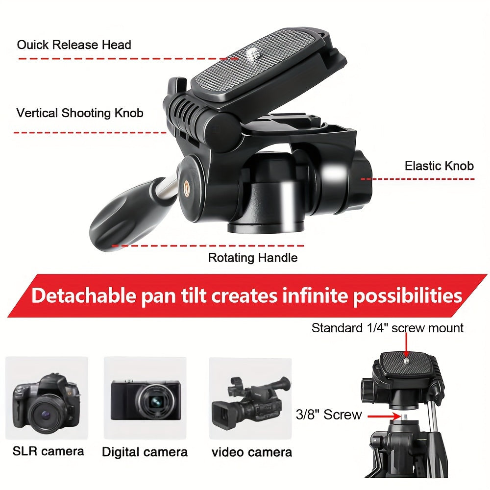 Aluminum Professional 187.96 cm Tripod with 360° Ball Head, Panoramic Shooting, Adjustable Height, Camera Tripod with Carrying Bag for Camera/Ring Light/Projector/Mobile Phone/DSLR