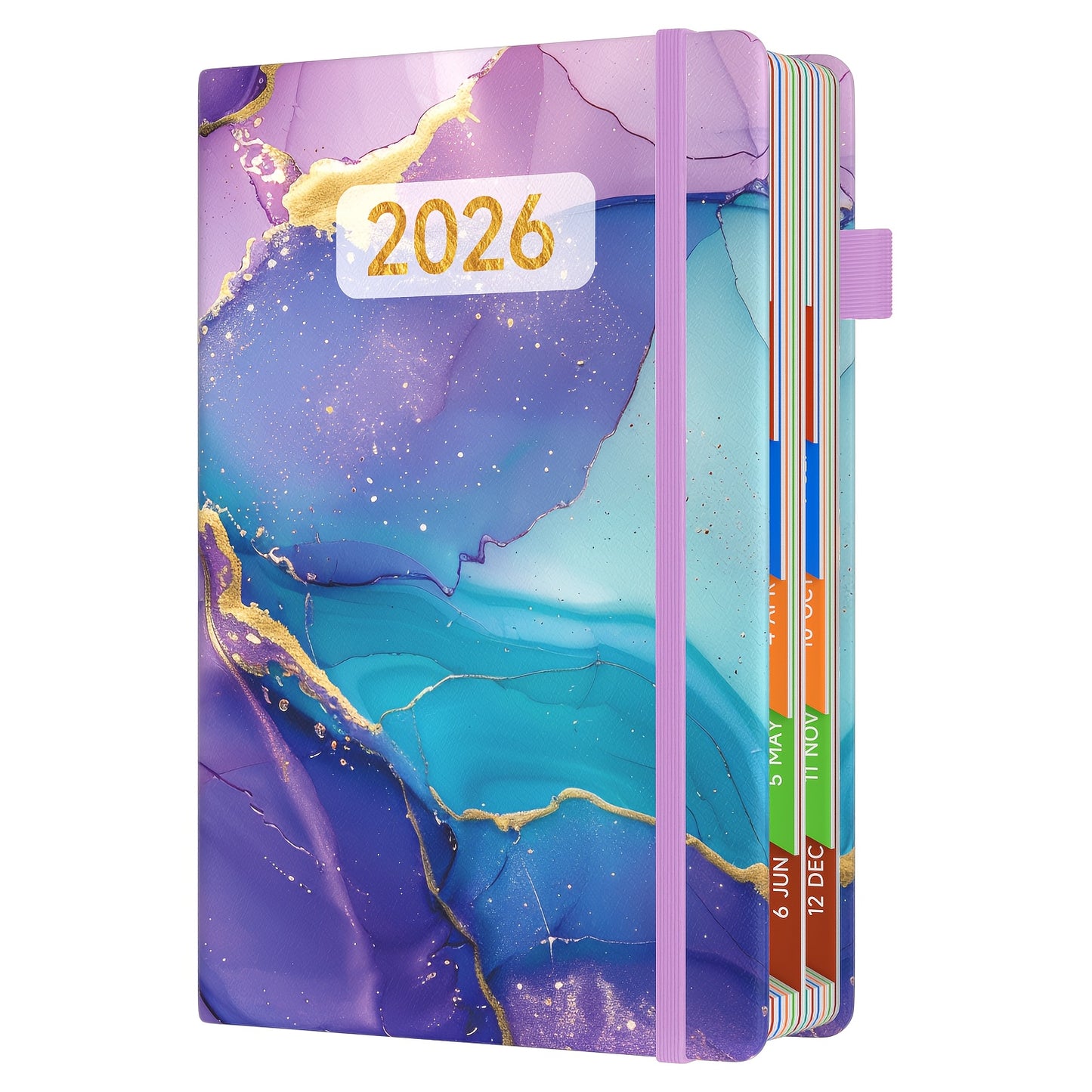 1pc Dzhzal Elegant Floral - Planner with Monthly View, Daily Organizer, Banded Elastic Closure, Pen Loop, Inner Pocket - Compact A5 Notebook (14.48x21.08cm) for Professionals, Students, Personal & Office Use - Perfect Gift Id