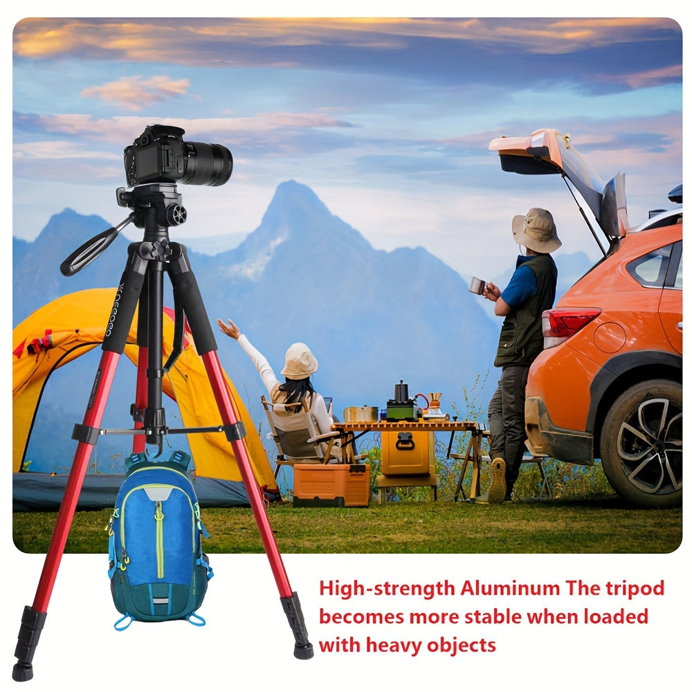 Aluminum Professional 187.96 cm Tripod with 360° Ball Head, Panoramic Shooting, Adjustable Height, Camera Tripod with Carrying Bag for Camera/Ring Light/Projector/Mobile Phone/DSLR