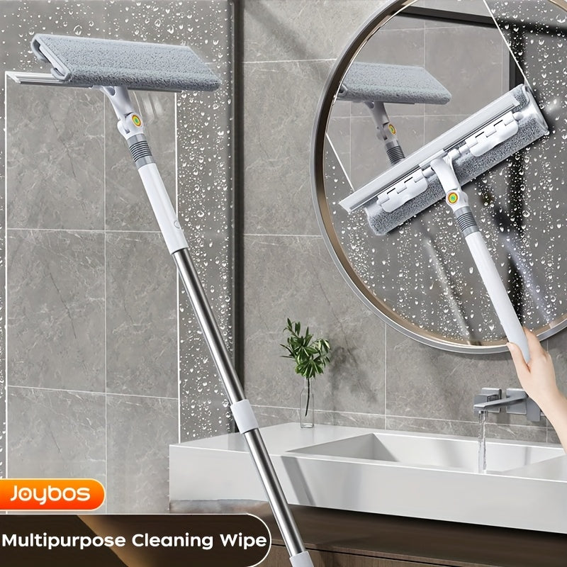 134.37cm Lengthen Microfiber Cleaning Tool, 360° Spin Flat Dust Tools, Dual-Use Dry and Wet, Stainless Steel Handle, Plastic Head, Efficient Glass Cleaner, Window Cleaning Tools, for Bathroom Doors, Windows, Floor and Car Us