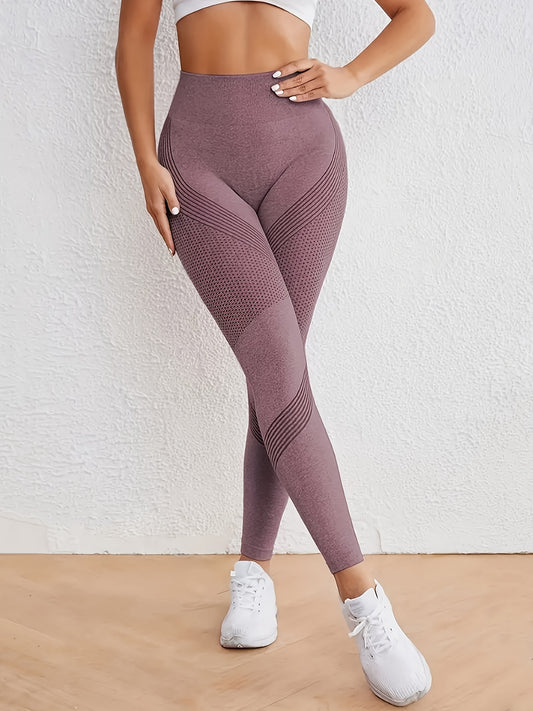 Women's High-Waisted Yoga Pants - 4-Way Stretch Quick-Dry Workout Leggings with Seamless Butt-Lifting Design, Sweet Wicking & Tummy Control for Running, Training, Gym - All-Season Machine Washable