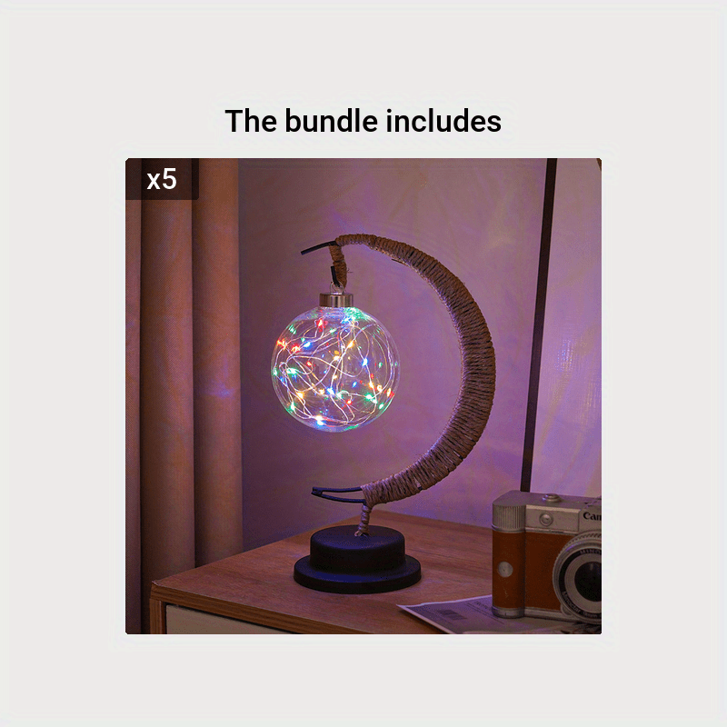 LED Ball Lamp Wrought Iron Moon Lamp, Plastic And Iron Bar Desk Lamp Decorative Lamp, Bedroom Decorative Modeling Lamp (battery Not Included) Halloween, Christmas Decor For Hotel/catering/event Holding