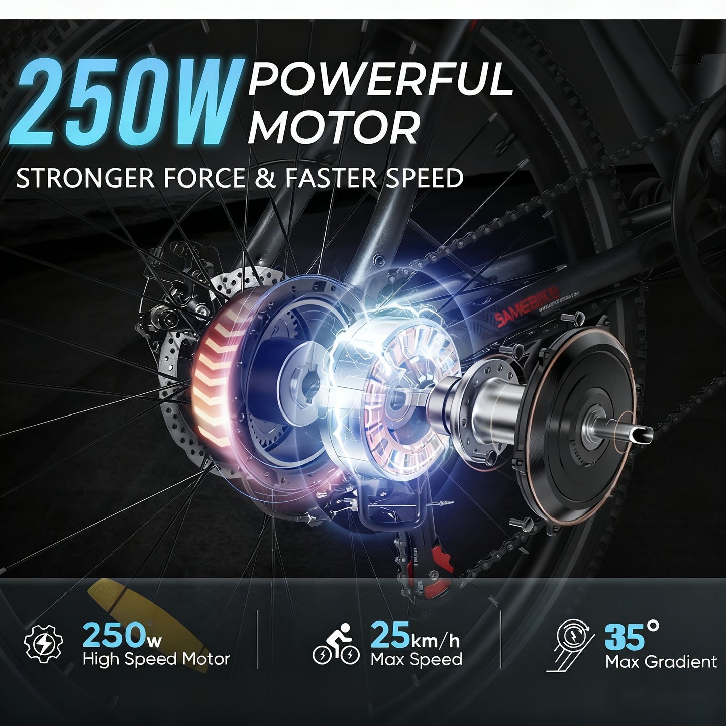 SAMEBIKE Folding Electric Bike | 26x1.95-inch Wear-resistant Tires | 48V 7.8AH Removable Battery | 250W Motor | Disc Brakes | LCD Smart Meter | 80-90km Range, Mountain Bike, Hill Miles E Bike, Folding E Bike, Electric Bike fo