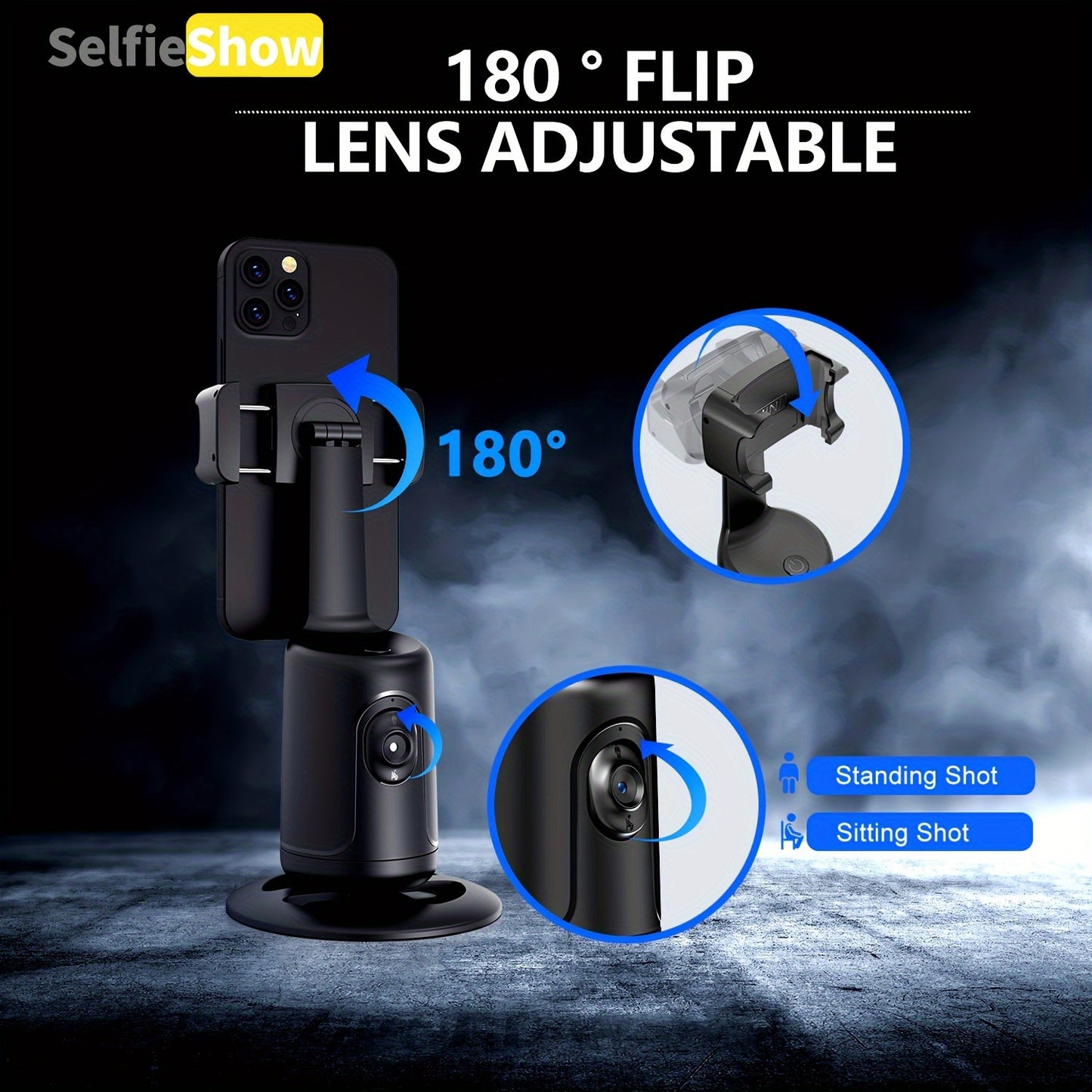 Compact 360° Auto Face Tracking Tripod & Selfie Stick - USB Rechargeable, Fast & Accurate for Vlogging, Live Streaming | Portable Smartphone Holder with Powerful Motor, Rotation, and App Control