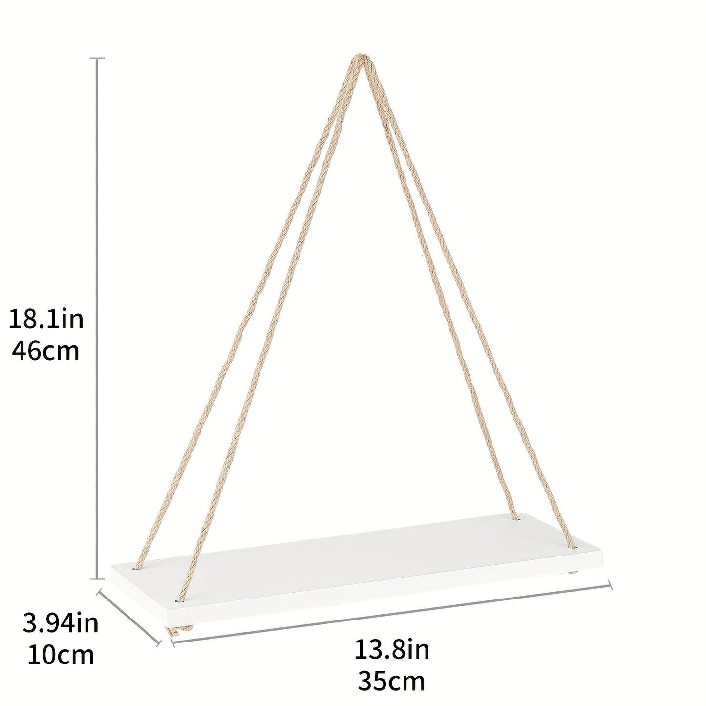 2pcs Boho Decor Hanging Shelf, Storage Display Shelves For Hanging Plants Photos, Rustic Wood Floating Shelves For Nursery Bedroom Bathroom Living Room, wall decor