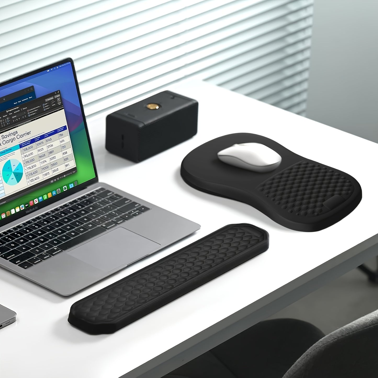 Ergonomic Memory Foam & Non-Slip Mouse Pad with Wrist Rest - Massage Design for Pain Relief, Comfortable Wrist & -Skid Base, Office/Gaming Desk for Computer, PC, Laptop, Remote Work - Accessory for Hand