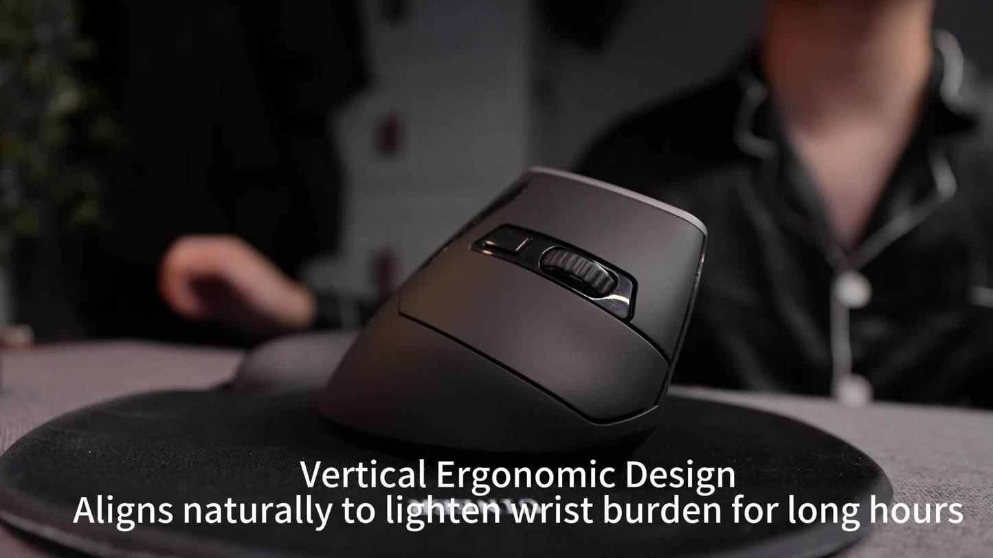 2.4Ghz Vertical Wireless Mouse with Visible Battery Display, 6 Keys, Ergonomic, Plug and Play for Office and Study