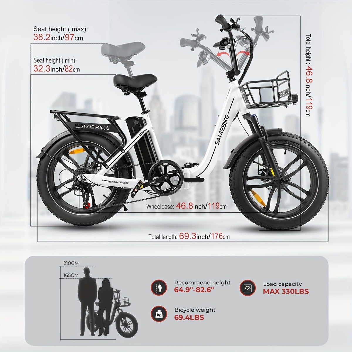 Adult E-Bike, Max 55miles And 25 KM/H City Cruising E-Bike, 50.8cm Tire Mountain Bike Commuting Snow Bike, 468WH Removable Battery, 7 Speed E-Bike, Front Suspension Bike with 6 Styles Of Hex Wrenches, 1 Screwdriver, And 2 Typ