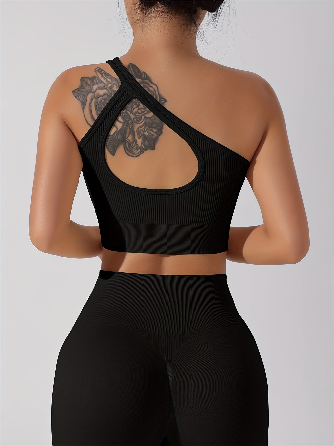 Women's 2pcs Yoga Set: Sexy One-Shoulder Sports Bra & High-Waist Butt Lifting Leggings - Stretchy, Non-See-Through Activewear