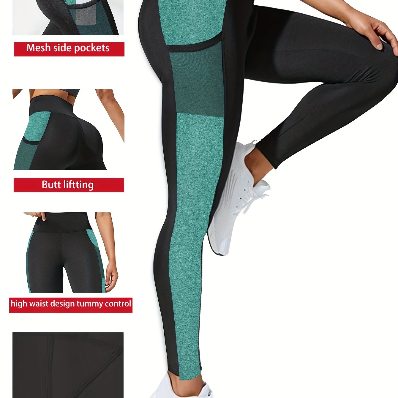Women'S Plus Size Yoga Leggings with Side Mesh Pockets - High Waist, Stretchy & Breathable for Running, Fitness & Sports Training