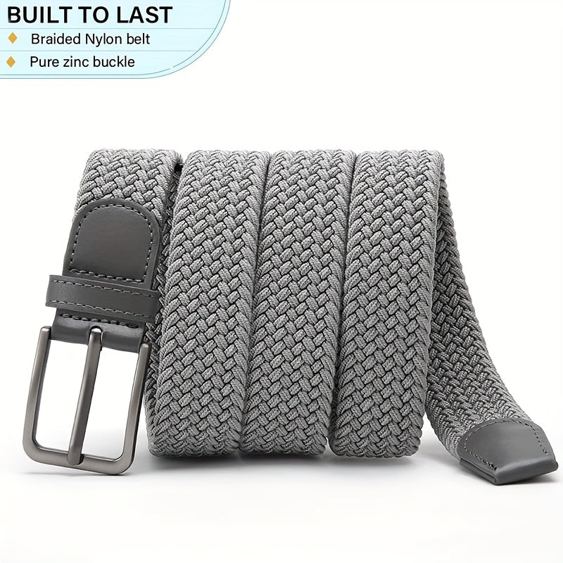 3pcs, Men's Sports Elastic Belt, Golf Belt with High Quality Alloy Buckle, Woven Hole-less Design, Adjustable Size Anywhere, Comfortable, Breathable, Match with Jeans and Casual Pants Clothing Accessory, A Multi-Functional Be