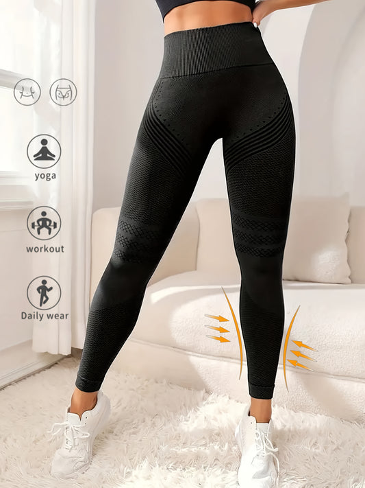 Seamless Hip-lifting Fitness Pants, Abdomen-tightening High-waisted Peach Buttocks Yoga Pants, Solid Color Comfortable Quick-drying Casual Pants