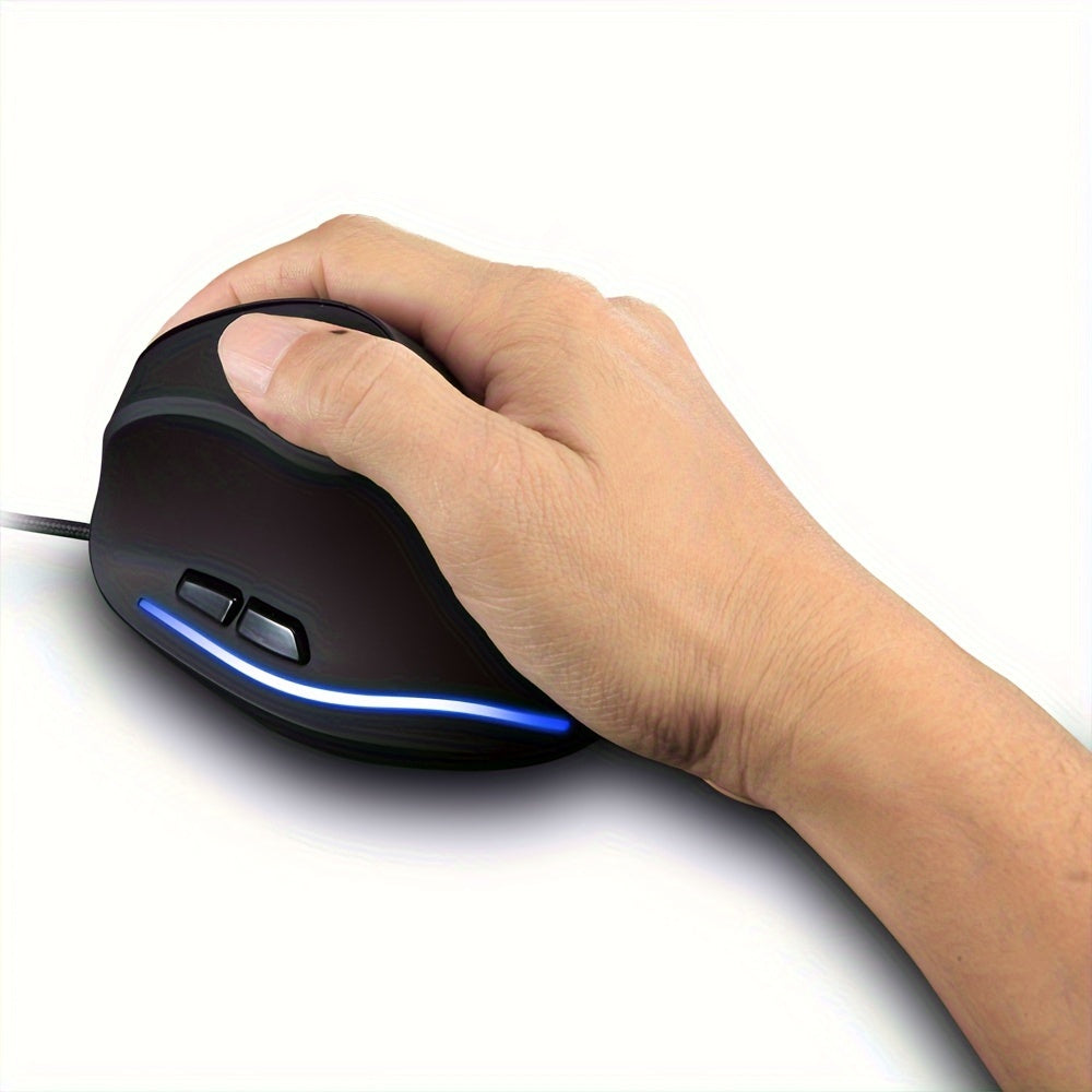 Wired Vertical Ergonomic Mouse Featuring 4 Adjustable DPI Settings, Reaching Up to 3200 DPI, Equipped with 6 Buttons And LED Optical Technology, Suitable for Desktops, Macs, Pcs, Laptops, And Gaming, Model ZELOTES T-20.