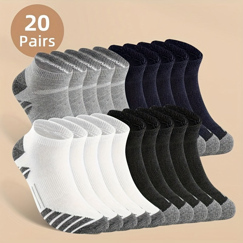 10 Or 20 Pairs of Men'S Odor-Resistant, Sweat-Absorbing Low-Cut Socks, Comfortable And Breathable, Suitable for Daily And Outdoor Wear, Perfect for All Seasons, Sweat-Resistant