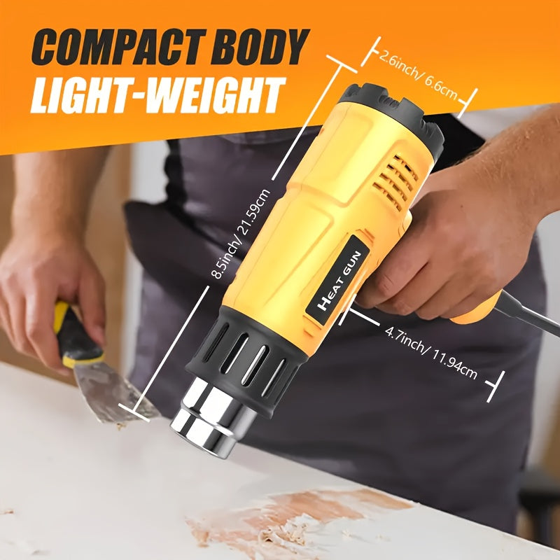 Professional 2000W electric heat gun with adjustable temperature control, 1.5S fast heating, 122°F-1202°F range, ideal for soldering and welding, automotive and construction use, European standard plug, 220-240V, soldering heat