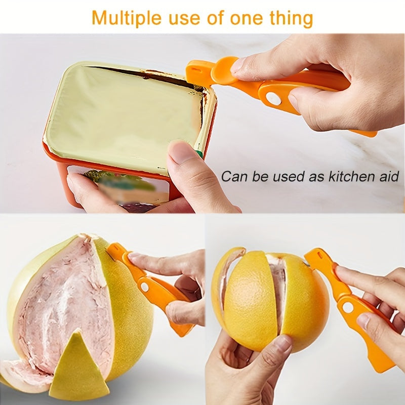 1/2pcs, Orange Peeler, Plastic Orange Peeler, Simple Lemon Peeler, Grapefruit Peeler, Creative Cutter, Orange Peeler Tool With Folding Handle, Fruit Peeler, Vegetable Fruit Tools, Kitchen Gadget