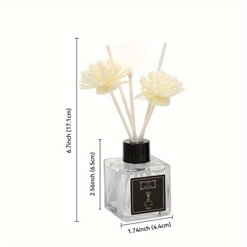 Flameless Reed Diffuser Set - 50ml Essential Oil Fragrance with Dried Flowers, Perfect for All Seasons - Ideal for Bedroom, Living Room & Hotel Decor