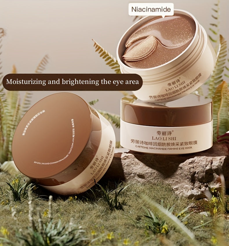 60pcs Caffeine & Peptide Eye Masks - Hyaluronic Acid & Niacinamide Infused, Firming & Radiant, Moisturizing for All Complexions, Alcohol-Free Gel Eye Patches