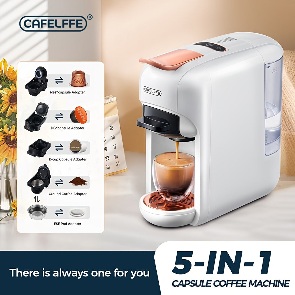 Cafeteira multifuncional 5 em 1 CAFELFFE | Quente/Frio | Compatível com cápsulas NES, DG, K-Cup, ESEpod e café moído | Máquina de café automática para casa e escritório | Ótimo presente para família/pai
