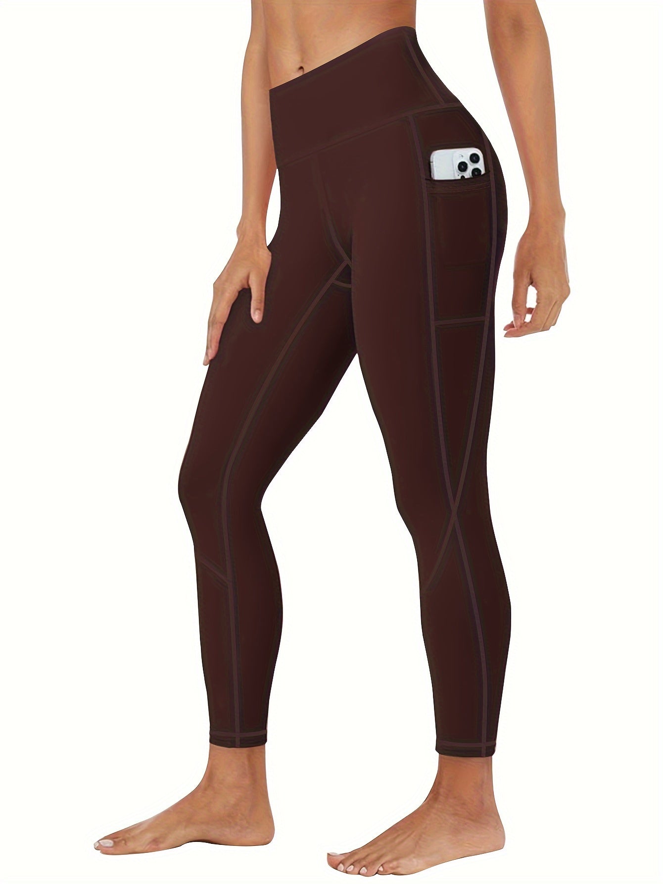 Women's Plus Size Slimming Yoga Leggings with Pockets - High Waist, Breathable & Stretchy Activewear for Running and Fitness