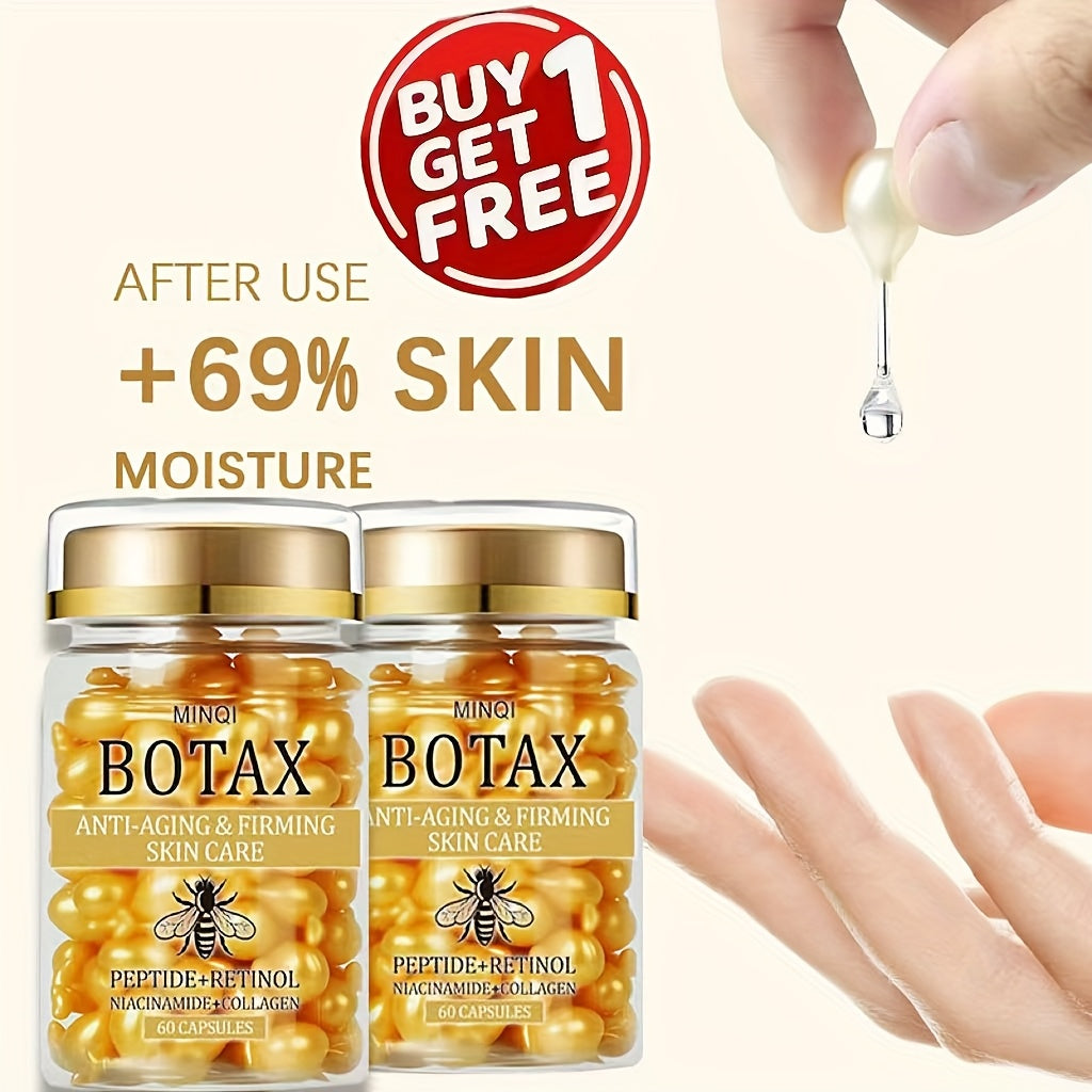 2-Pack of 120 BOTAX Firming Capsules, Skincare Product with Retinol, Collagen, Bee Venom, and Acetyl Cysteine, Enriched with Hyaluronic Acid for Light Beige Tightening, Suitable for All Light Beige Types, Lightweight Texture,