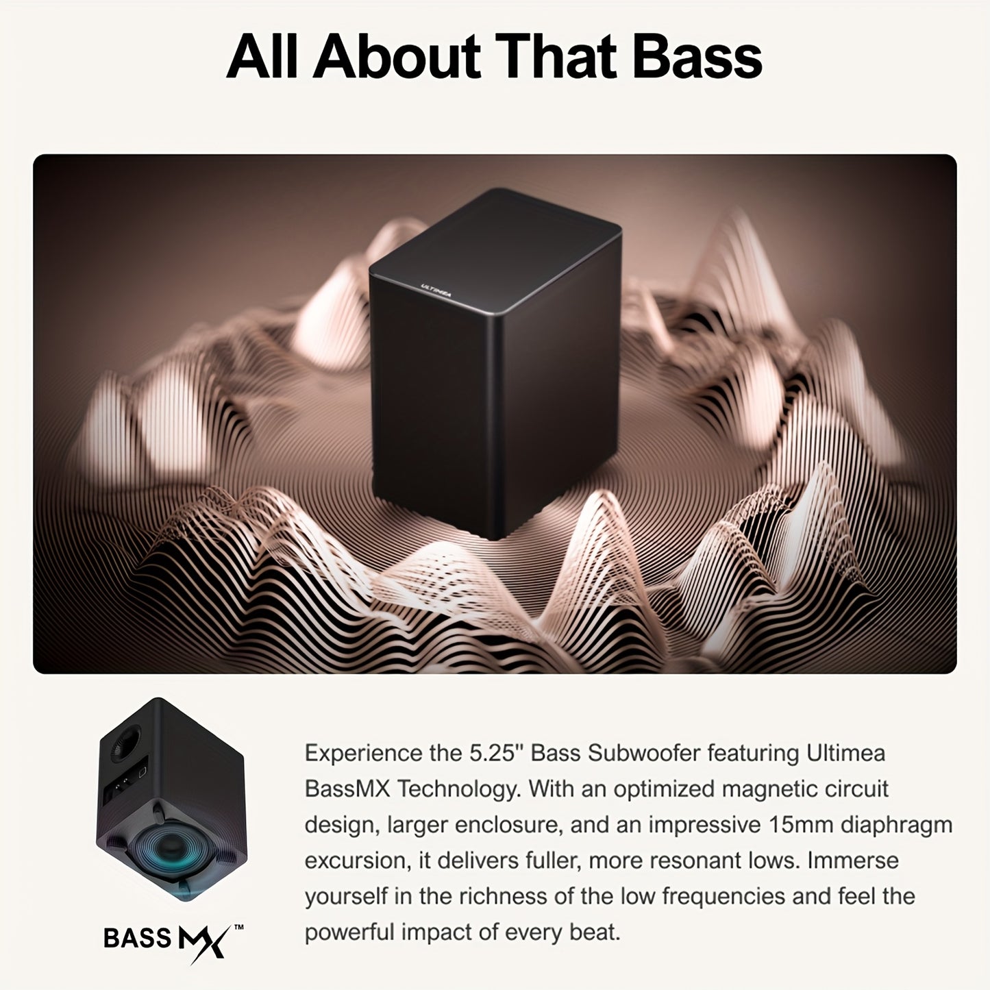 ULTIMEA 5.1 Atmos Soundbar with Wireless Subwoofer, 410W Peak Power Home Theater System, Wireless Surround Sound System, Bass Boost & Deep Bass, App Control, Compatible with TV, Gaming Consoles, Streaming Devices