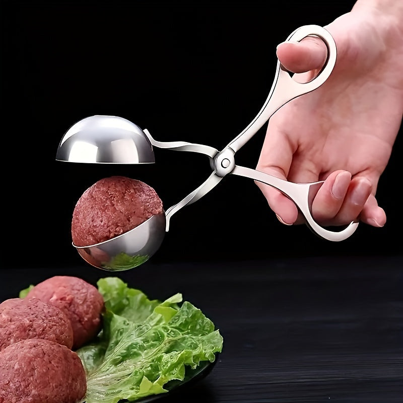 1pc Stainless Steel Meat Ballers With Anti-Slip Handles, None-Stick Meat Baller Tongs, Meatball Scoop, Ball Makers Mold, Cake Pops Meatball Maker, Ice Tongs, Dough Scoops For Kitchen Tools, Kitchen Supplies