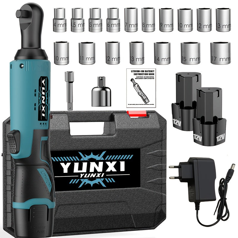 Wireless portable ratchet wrench set, variable speed trigger, electric ratchet wrench, rechargeable car repair tool, suitable for car repair and DIY work, electric ratchet wrench, Vehicle Servicing, Mechanical Work, Ergonomic