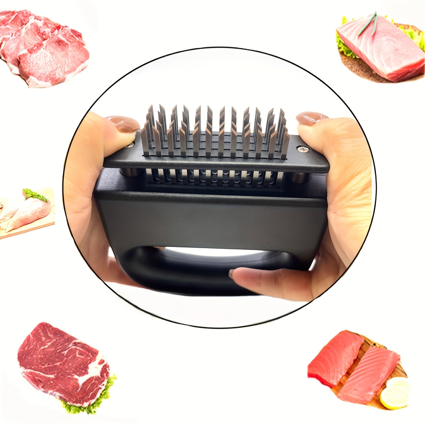 1pc Household Multifunctional Stainless Steel Meat Tenderizer, 48 Pine Needles Meat Tenderizer - a Must for Meat Marinating! Highly Efficient Meat Tenderizer, One-Click to Create Delicious Tender Meat, a New Choice of Kitchen