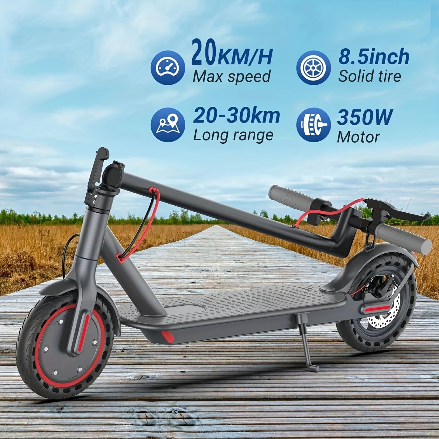 Ride The Urban Wave! Our 350W Electric Scooter Adds Zest To City Travel. Effortlessly Reach 20KM/H. With A 15-26 Miles Range, It'S Food Delivery'S Dream Ride, Ensuring Swift, Seamless Trips Every Time