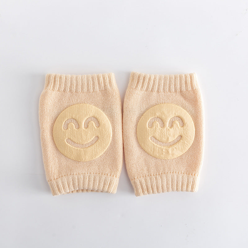 Boys Casual Knitted Knee Pads With Smile Face, Thermal Joint Protector For Autumn And Winter