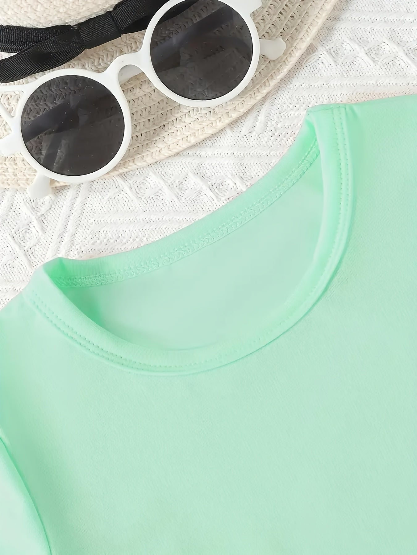 Girls Funny Kitty Print Short Sleeve T-shirt Summer Clothes Gift