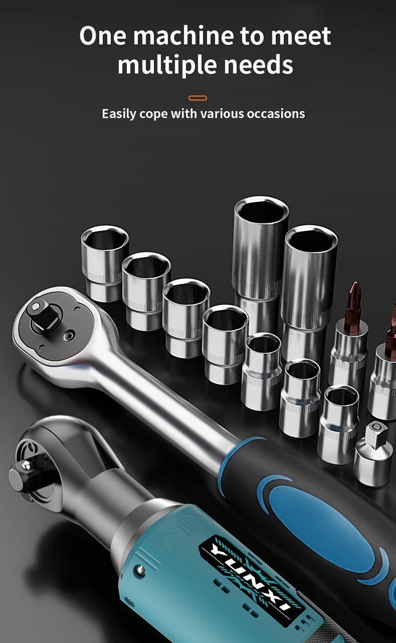 Wireless portable ratchet wrench set, variable speed trigger, electric ratchet wrench, rechargeable car repair tool, suitable for car repair and DIY work, electric ratchet wrench, Vehicle Servicing, Mechanical Work, Ergonomic
