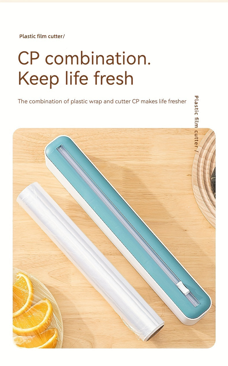 1pc Plastic Film Cutter, Fresh Film Cutter Dispenser, Refrigerator Magnetic Plastic Film Universal Cutting Box, Magnetic Refillable Plastic Packaging Dispenser With Cutter, Kitchen Tin Paper Cutting, Kitchen Tools