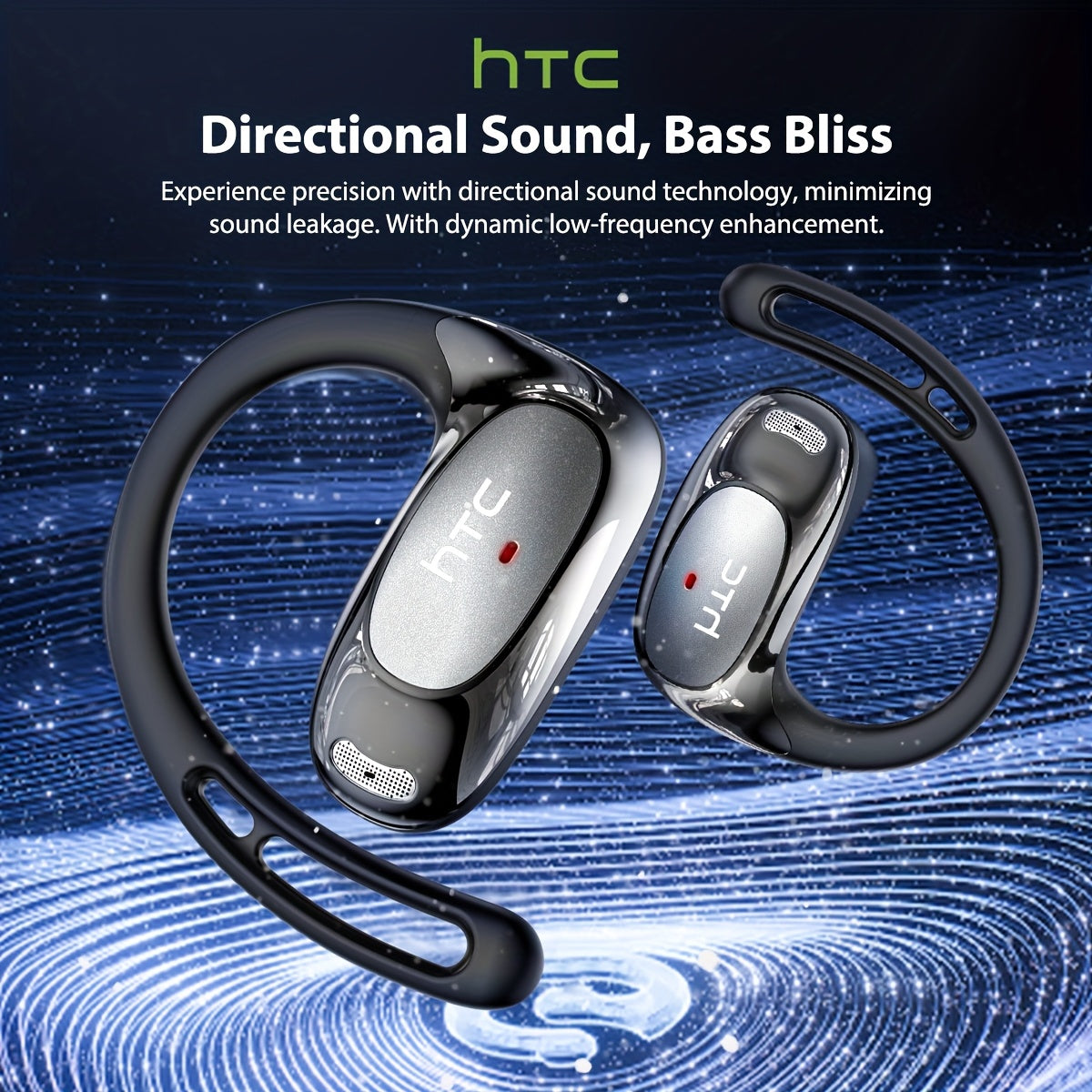 HTC NE35 AI Translation Earbuds Real-time Translation Headphones OWS Open-Ear Wireless Headphones, Latest BT V6.0, Noise Reduction Clear Call, 6.5 Hours Music Long Battery Life, Big speaker Big Volume