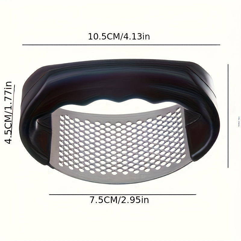 1pc Heavy-Duty Manual Garlic Press & Meat Crusher with Handle - Heavy Base, Manual Food Processor for Garlic, Ginger, Onion, Potato - Heavy-Duty 430 Stainless Steel Construction - Easy to Clean & Dishwasher Safe - Ideal for H