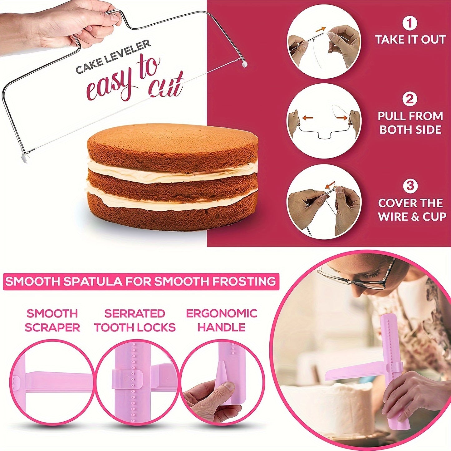 200pcs Cake Decorating Supplies, Cake Decorating Kit for Beginners, Pastry Tools, Numbered Icing Tips with Pattern Chart, Bakery Supplies