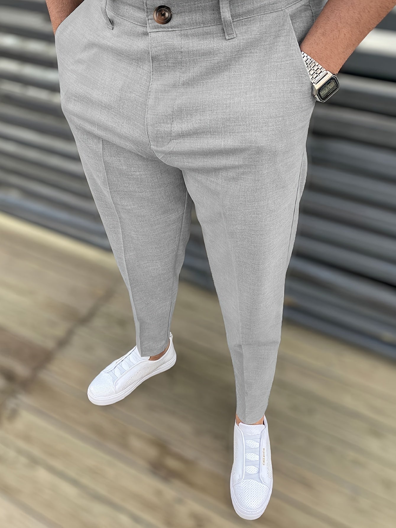 Classic Design Dress Pants, Men's Formal Solid Color Slightly Stretch Elegant Dress Pants For Spring Summer Business Banquet Dinner, Old Money Style