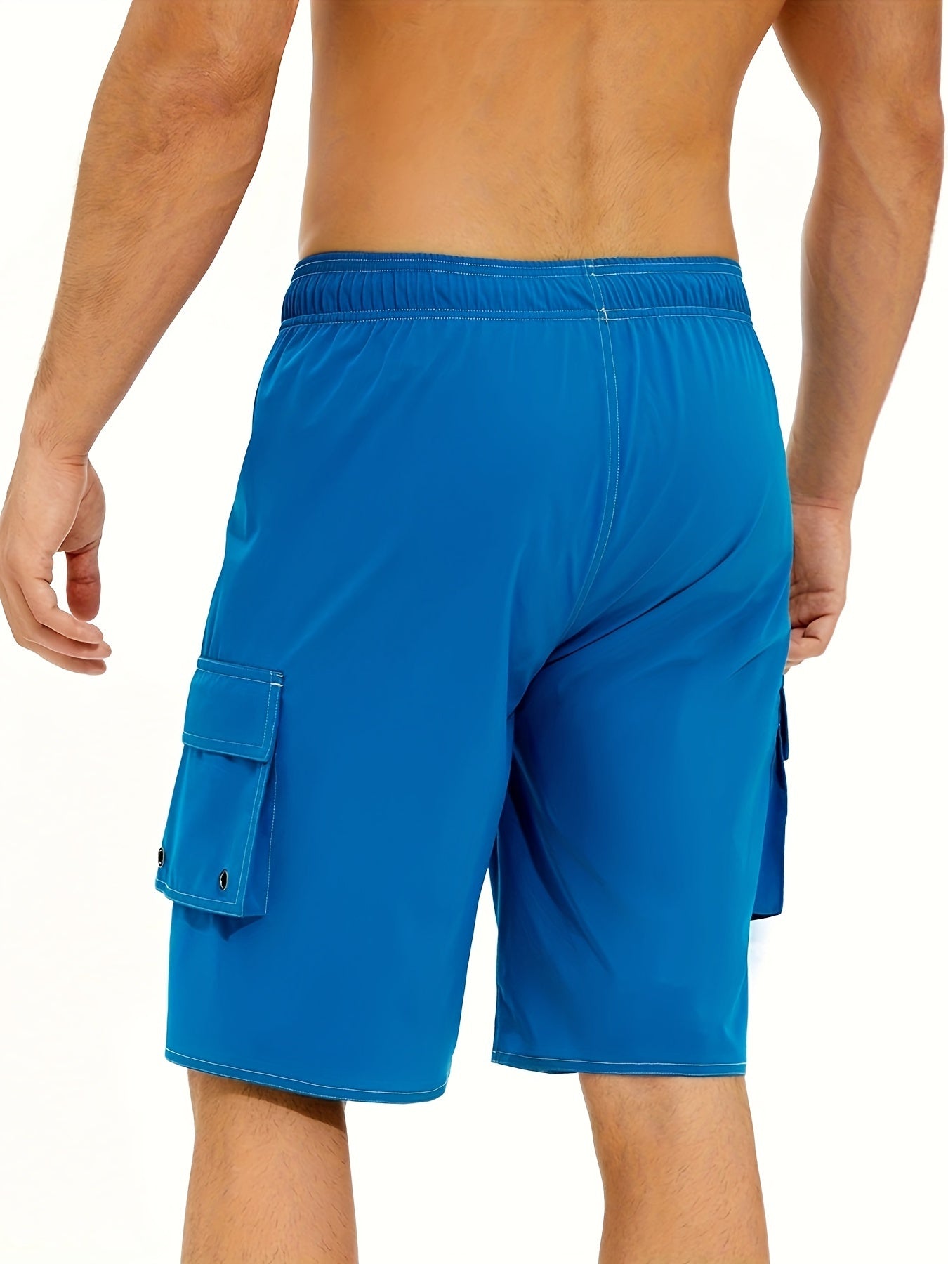 Men'S Big & Tall Quick-Dry Swim Trunks - Olive Green Beach Shorts with Adjustable Drawstring, Pockets, and Durable Polyester Fabric for Summer, Summer Swimwear | Adjustable Drawstring Shorts | Quickdry Material, Bathing Suits