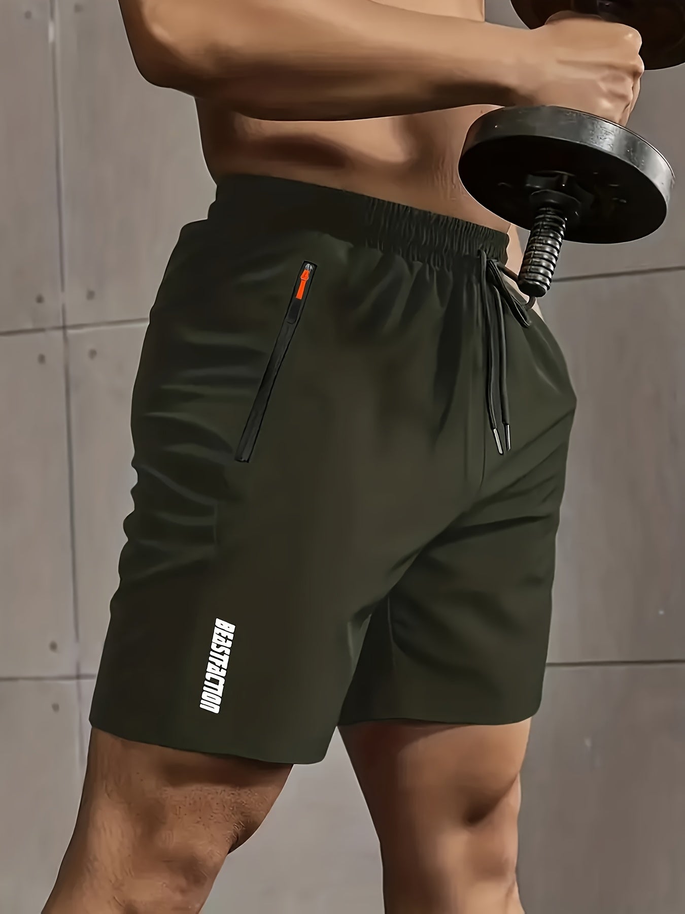 Men'S Summer Casual Shorts, New Fashion Loose Fit Sports Running Fitness 5/4 Pants, Polyester, Zipper, Print Pattern, Slight Stretch Fabric, 120g/m², Woven, with for Men