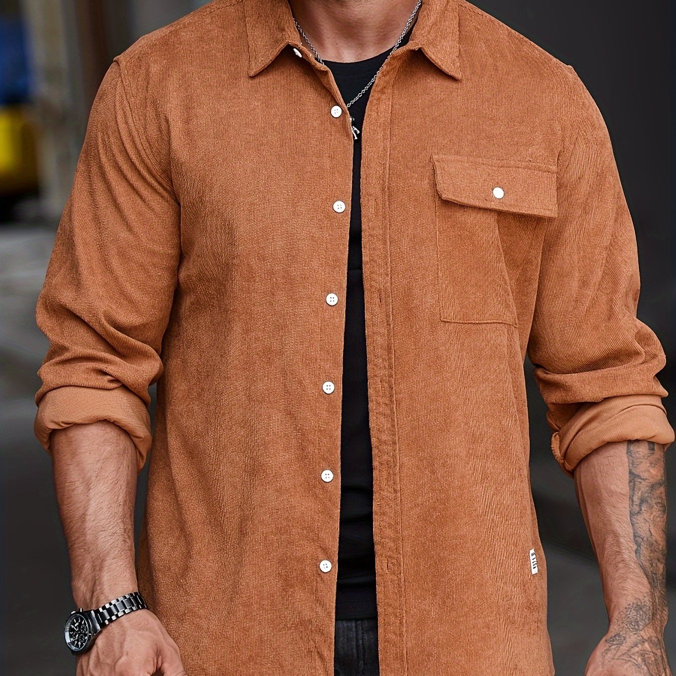 Stylish Men's Casual Lapel Shirt - Comfortable Button-Up Long Sleeve Shirt For Everyday Wear