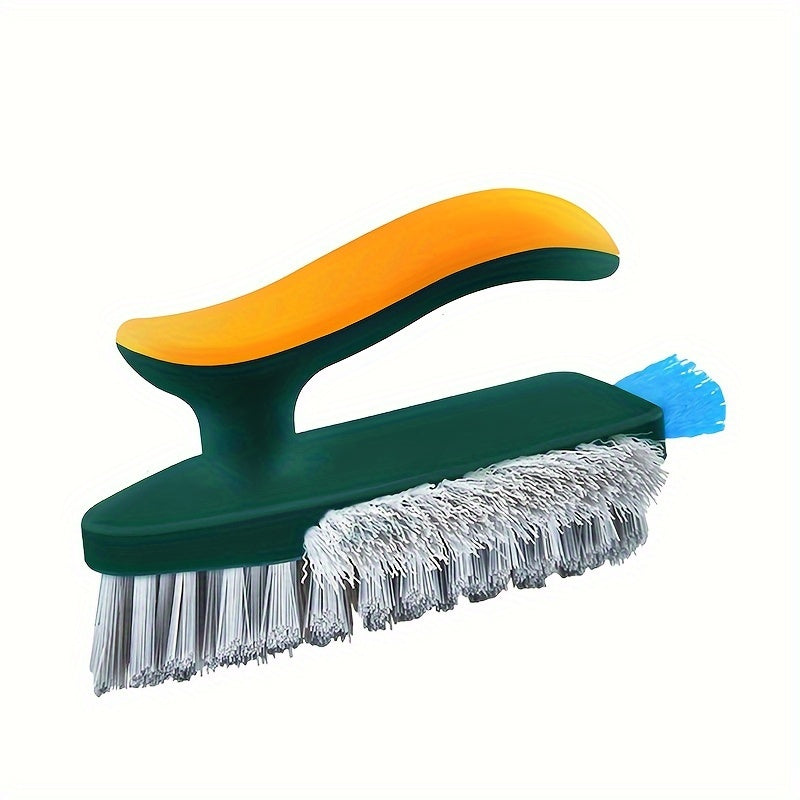 2-in-1 Cleaning Brush, Multifunctional Crevice Brush, Floor Brush, Bathroom Corner Brush, Toilet Cleaning Brush, Green/White, 1pc, with Scraping Strip, Durable Material, for Home Crevice Cleaning