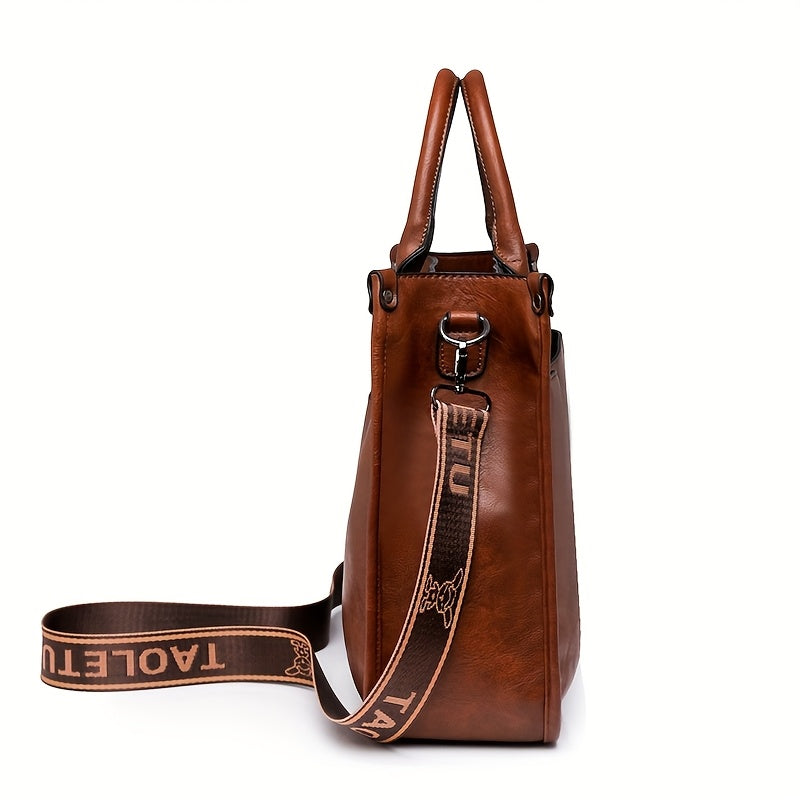 Stylish Brown Tote with Golden-Tone Hardware - Large Capacity, Detachable Shoulder Strap, Perfect for Work, Travel, And Everyday Use, Travel Tote | Sleek Tote Design | Durable