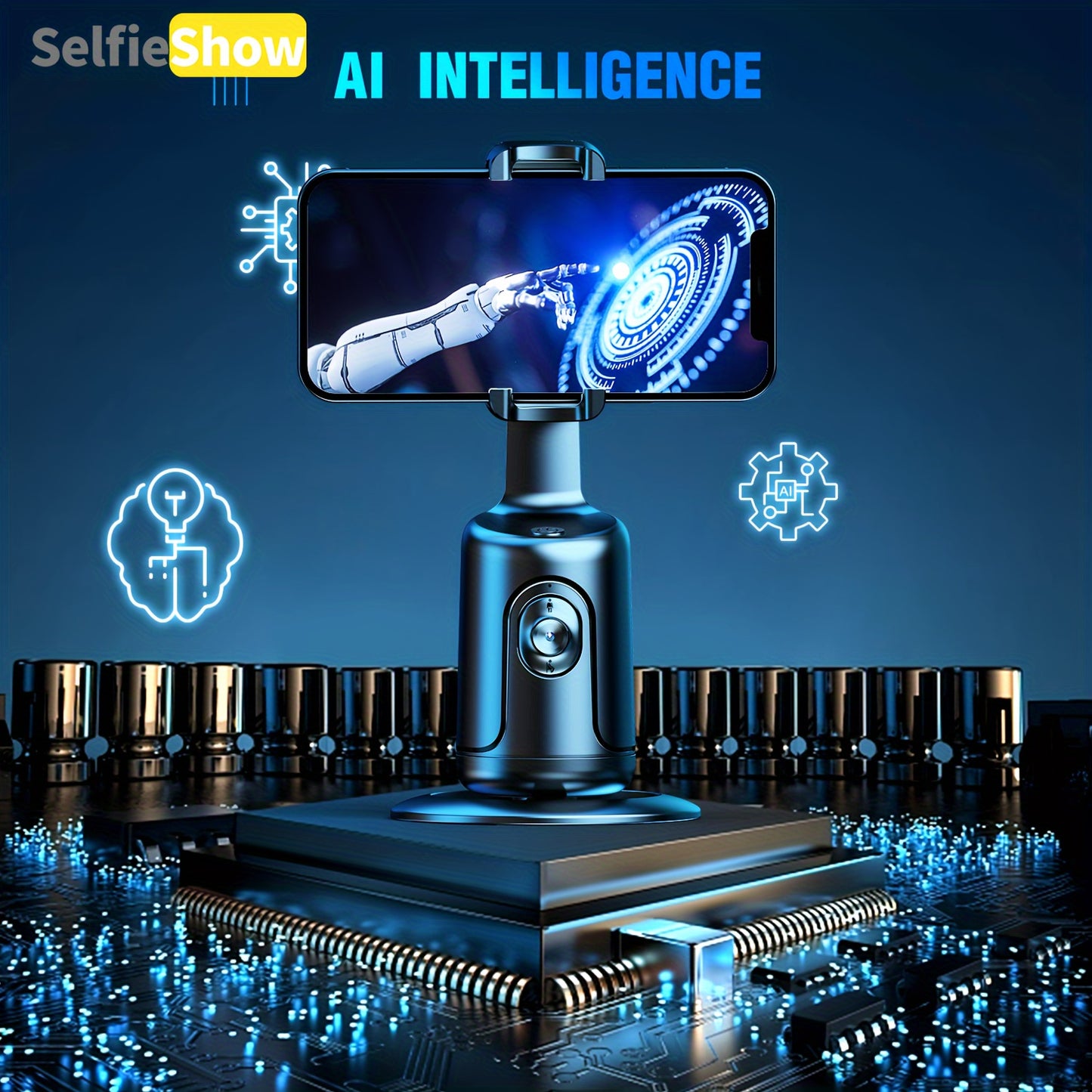 Compact 360° Auto Face Tracking Tripod & Selfie Stick - USB Rechargeable, Fast & Accurate for Vlogging, Live Streaming | Portable Smartphone Holder with Powerful Motor, Rotation, and App Control