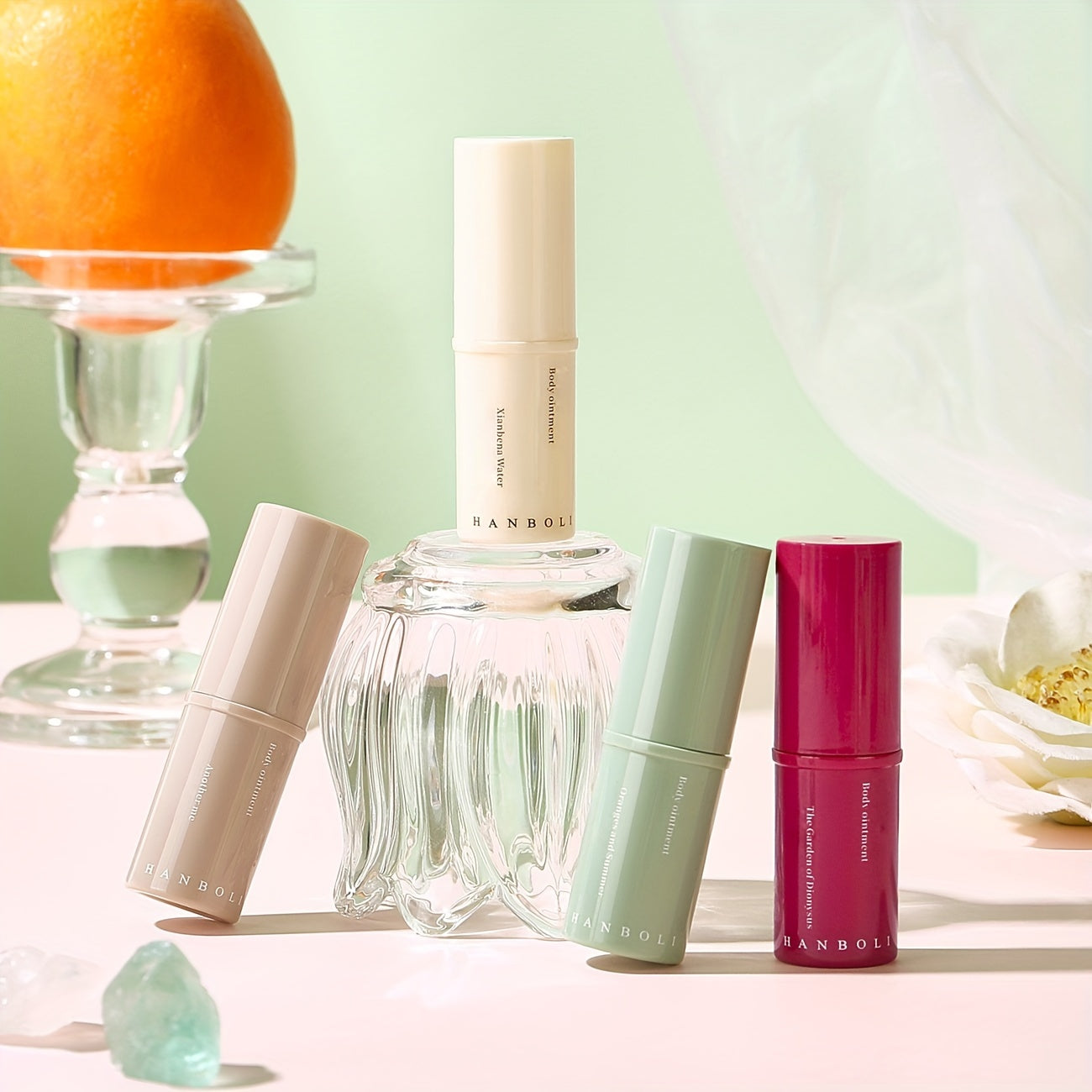 Hanboli Herbal Scented Alcohol-Free Solid Stick Perfume for Adults - Floral Fragrance Note, Fresh Body Cream, Portable & Elegant - Perfect Gift for Girls