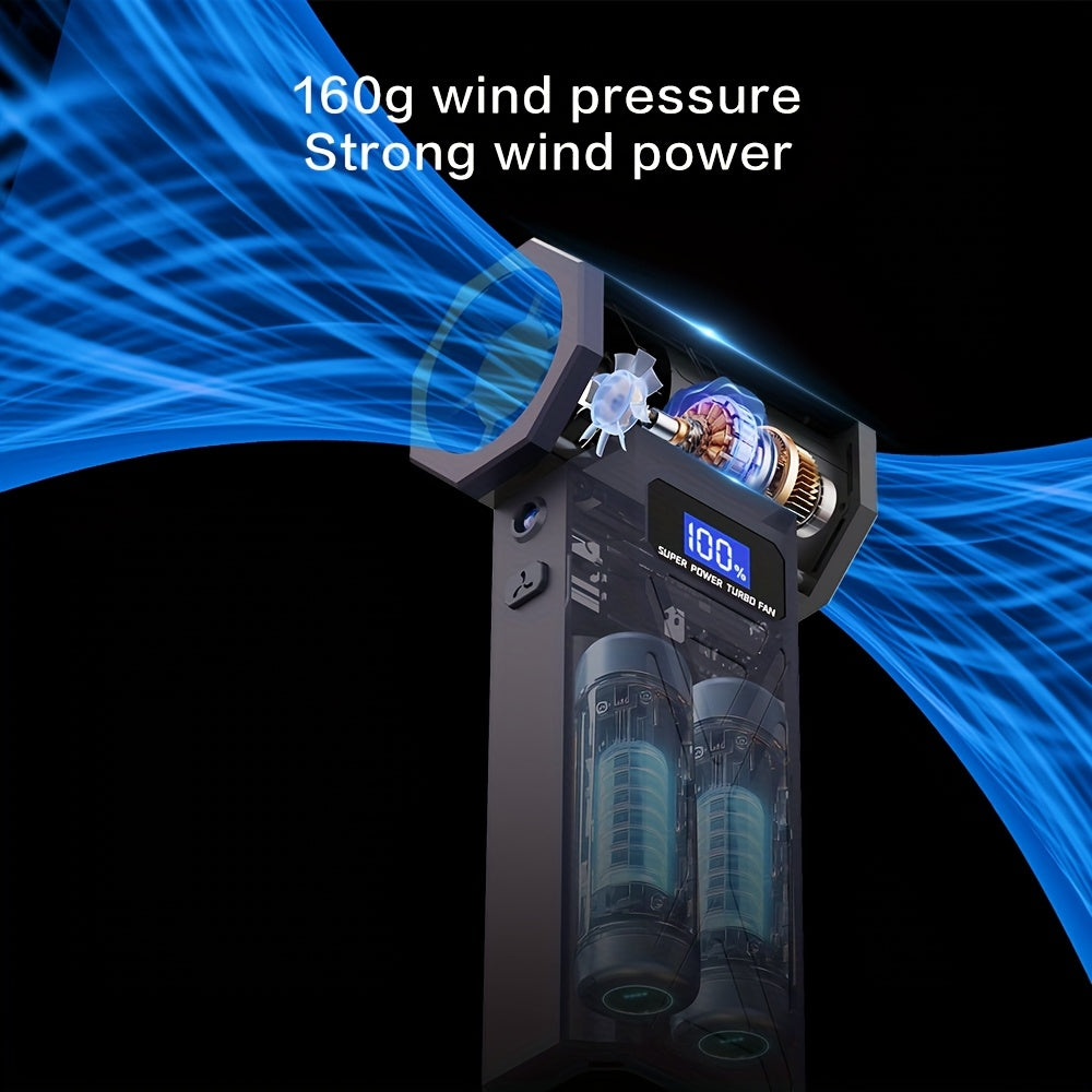 130000RPM Violent Turbofan, Intelligent Display Screen with 4-speed Adjustable, Includes 5 Nozzles, High-capacity Battery, The Best Holiday Gift for Portable Air Blowers Suitable for Computers, Keyboards, Outdoor and Car Clea