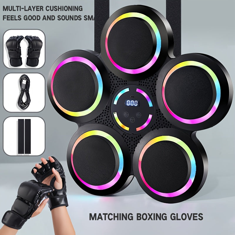 Upgraded design of intelligent music adult boxing machine, wall mounted boxing trainer, boxing target with boxing gloves, electronic boxing pads suitable for home, indoor, and gym use, agile training equipment, gifts